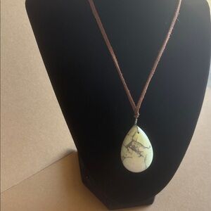 Large Turquoise stone w leather necklace(can be put on different chain/necklace)